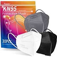 Rasav KN95 Face Masks, 30 Pack Comfortable 5 Layer Cup Dust Safety Mask, Protection KN95 Masks with Elastic Ear Loops…