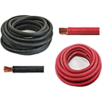 WNI 1/0 Gauge 10 Feet Black 10 Feet Red 1/0 AWG Ultra Flexible Welding Battery Copper Cable Wire - Made In The USA - Car…