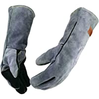 WZQH 16 Inches,932℉,Leather Forge Welding Gloves, Heat/Fire Resistant,Mitts for BBQ,Oven,Grill,Fireplace,Tig,Mig,Baking…