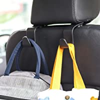 Car Seat Headrest Hook 4 Pack Hanger Storage Organizer Universal for Handbag Purse Coat fit Universal Vehicle Car Black…