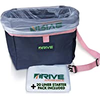 DRIVE AUTO PRODUCTS Car Trash Can - Medium Garbage Bin for Car Clean-Ups w/ Disposable Liners, Adjustable Pink Strap…