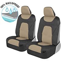 Motor Trend AquaShield Car Seat Covers for Front Seats, Beige – Two-Tone Waterproof Seat Covers, Premium Neoprene Seat…