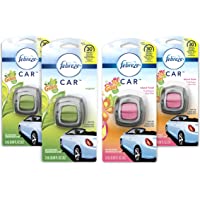 Febreze Car Air Freshener, 2 Gain Original and 2 Gain Island Fresh Scents, Odor Eliminator for Strong Odors (4 Count)