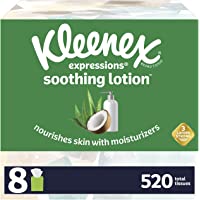 Kleenex Soothing Lotion Facial Tissues with Coconut Oil, Aloe & Vitamin E, 65 Count (Pack of 8)