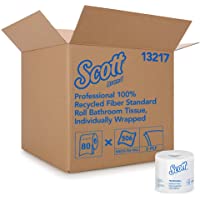 Scott Essential Professional 100% Recycled Fiber Bulk Toilet Paper for Business (13217), 2-PLY Standard Rolls, White, 80…