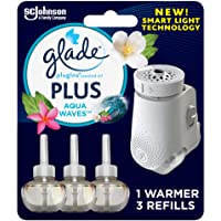 Glade PlugIn Plus Air Freshener Starter Kit, Scented Oil for Home and Bathroom, Aqua Waves, 2.01 Fl Oz, 1 Warmer + 3…