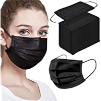 Face Masks Black Disposable 100PCS for Men & Women Adults Breathable Face Mask