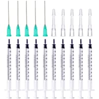 BSTEAN 1ml Syringe with 18Ga 1.5 Inch Blunt Needle and Plastic Needle with Matching Cap (Pack of 10)