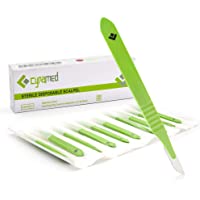 Cynamed # 10 Disposable Scalpel with Plastic Handle - Sterile Single Blade Razor for Dermaplaning, Dissection, Podiatry…