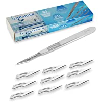 Surgical Grade Blades #11 10pcs Sterile with #3 Scalpel Knife Handle for Biology Lab Anatomy, Practicing Cutting…
