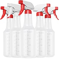 Veco Spray Bottle (5 Pack,16 Oz) with Measurements and Adjustable Nozzle(Mist & Stream Mode), HDPE Plastic Spray Bottles…