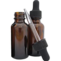 DropperStop 1oz Amber Glass Dropper Bottles (30mL) with Tapered Glass Droppers - Pack of 2