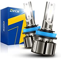 ZonCar H11/H9/H8 LED Bulbs 15000 Lumens, 400% Brightness Super Bright, 6500K Cool White, Quick Installation, Pack of 2