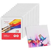 Artlicious Canvases for Painting - Pack of 12, 4 x 4 Inch Blank White Canvas Boards - 100% Cotton Art Panels for Oil…