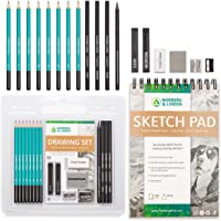 Norberg & Linden Drawing Set - Sketching and Charcoal Pencils - 100 Page Drawing Pad, Kneaded Eraser. Art Kit and…