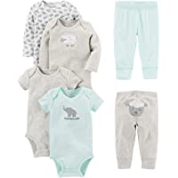 Simple Joys by Carter's Unisex Toddlers and Babies' 6-Piece Neutral Bodysuits (Short and Long Sleeve) and Pants Set