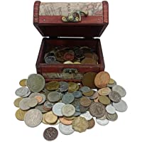 World Currency Set - Treasure Chest with 1Lb. Expert-Inspected, Foreign Currency Coin Collection in 4.7 x 3.5 x 3.5 in…