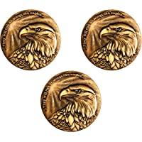 Christian Eagle Challenge Coin, Bulk Pack of 3, Antique Gold Plated, American Bald Eagle & Isaiah 40:31