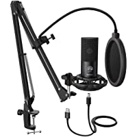 FIFINE Studio Condenser USB Microphone Computer PC Microphone Kit with Adjustable Scissor Arm Stand Shock Mount for…