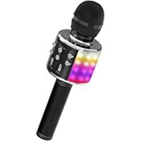 OVELLIC Karaoke Microphone for Kids, Wireless Bluetooth Karaoke Microphone with LED Lights, Portable Handheld Mic…