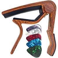 WINGO Guitar Capo for Acoustic and Electric Guitars - Rosewood with 5 Picks