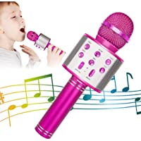 Wireless Bluetooth Karaoke Microphone for Kids, 5-in-1 Portable Handheld Karaoke Mic Speaker Player Recorder with…