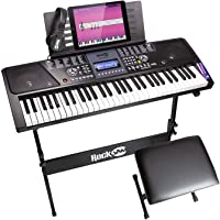 RockJam 61 Key Keyboard Piano With LCD Display Kit, Keyboard Stand, Piano Bench, Headphones, Simply Piano App & Keynote…