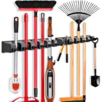 2 Pack Imillet Mop and Broom Holder, Wall Mounted Organizer Mop and Broom Storage Tool Rack with 5 Ball Slots and 6…