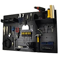 Pegboard Organizer Wall Control 4 ft. Metal Pegboard Standard Tool Storage Kit with Black Toolboard and Black…