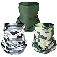 PAMASE 3 Pcs Camo Hunting Face Mask, Camouflage Microfiber Sun UV Dust Wind Protection Face Neck Gaiter Headwear for…