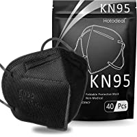 Hotodeal KN95 Face Mask 40 PCs, Black KN95 Mask, 5 Layers Cup Dust Mask, for Men, Women, Healthcare Worker, Essential…
