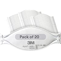 3M Aura Particulate Respirator 9205+, N95, Pack of 20 Disposable Respirators, Individually Wrapped, 3 Panel Flat Fold…