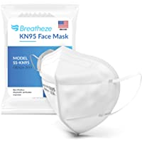Breatheze KN95 Face Mask Made in USA Disposable Masks Breathable Face Mask Kn95 Mask White Facemask High-Filtration…