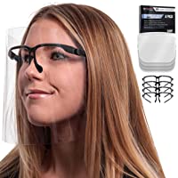 TCP Global Salon World Safety Face Shields with Black Glasses Frames (Pack of 4) - Ultra Clear Protective Full Face…