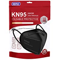 YOTU 50/30 Pcs Kn95 Face Mask Black,5-ply Cup Dust Mask,Breathable & Comfortable,Filter Efficiency ≥95%,Individually…