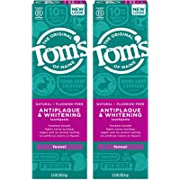 Tom's of Maine Fluoride-Free Antiplaque & Whitening Natural Toothpaste, Fennel, 5.5 oz. 2-Pack (Packaging May Vary)
