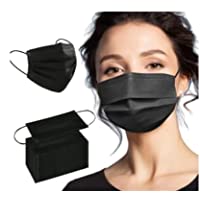 Face Mask 100PCS Adult Black Disposable Masks 3-Layer Filter Protection Breathable Dust Masks with Elastic Ear Loop for…