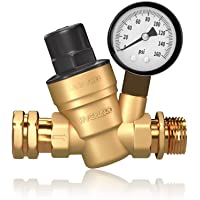 RVGUARD RV Water Pressure Regulator Valve, Brass Lead-Free Adjustable Water Pressure Reducer with Gauge and Inlet Screen…