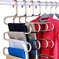 DOIOWN S-Type Stainless Steel Clothes Pants Hangers Closet Storage Organizer for Pants Jeans Scarf Hanging (14.17 x 14…