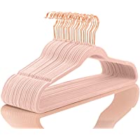 Premium Velvet Hangers (Pack of 50) Heavyduty - Non Slip - Velvet Suit Hangers Blush Pink - Copper/Rose Gold Hooks,Space…