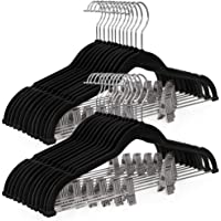 SONGMICS 30-Pack Pants Hangers, 16.7-Inch Long Velvet Hangers with Adjustable Clips, Non-Slip, Space-Saving for Pants…