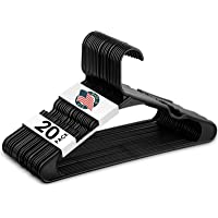 Black Standard Plastic Hangers, Notched, Set of 20 Durable and Slim, Notched, Made in The USA (Black, 20 Pack), Closet…