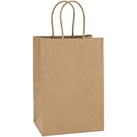 BagDream Kraft Paper Bags 100Pcs 5.25x3.75x8 Inches Small Paper Gift Bags with Handles Bulk, Paper Shopping Bags, Kraft…