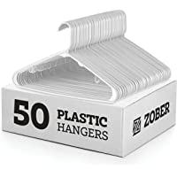 White Standard Plastic Hangers (50 Pack) Durable Tubular Shirt Hanger Ideal for Laundry & Everyday Use, Slim & Space…