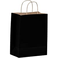 Black Gift Bags with Handles - 25 Pcs 8"x4.5"x10.5" Black Paper Bags, Shopping Bags, Party Bags, Favor Bags, Goody Bags…