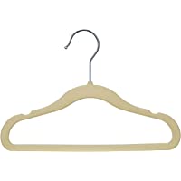 Amazon Basics Kids Velvet, Non-Slip Clothes Hangers, Beige - Pack of 30