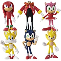 PUMPUMP 6PCS Sonic Action Figures Toys Sonic Toys For Boys 6-8 8-12 Sonic Cake Toppers For Kids Birthday Party Supplies…