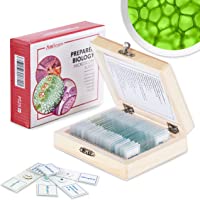AmScope PS25 Prepared Microscope Slide Set for Basic Biological Science Education, 25 Slides, Includes Fitted Wooden…