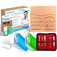 Complete Suture Practice Kit for Suture Training, Including Large Silicone Suture Pad with pre-Cut Wounds and Suture…