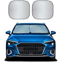 EcoNour Foldable 2-Piece Car Windshield Sunshade | Durable 240T Polyester Sun Shield for Front Window Blocks UV Rays…